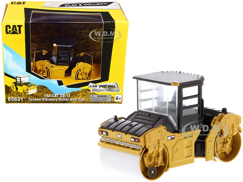 CAT Caterpillar CB-13 Tandem Vibratory Roller with Cab "Play & Collect!" Series 1/64 Diecast Model by Diecast Masters