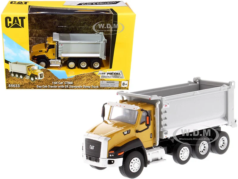 CAT Caterpillar CT660 Day Cab Tractor with OX Stampede Dump Truck "Play & Collect!" Series 1/64 Diecast Model by Diecast Masters - Construction Models