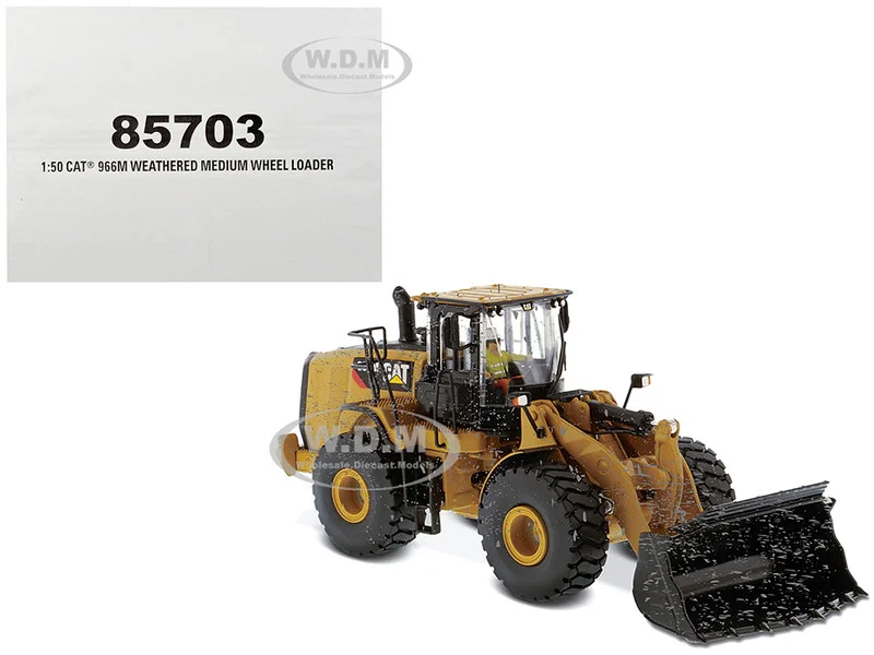 CAT Caterpillar 966M Wheel Loader with Operator (Dirty Version) "Weathered" Series 1/50 Diecast Model by Diecast Masters - Construction Models