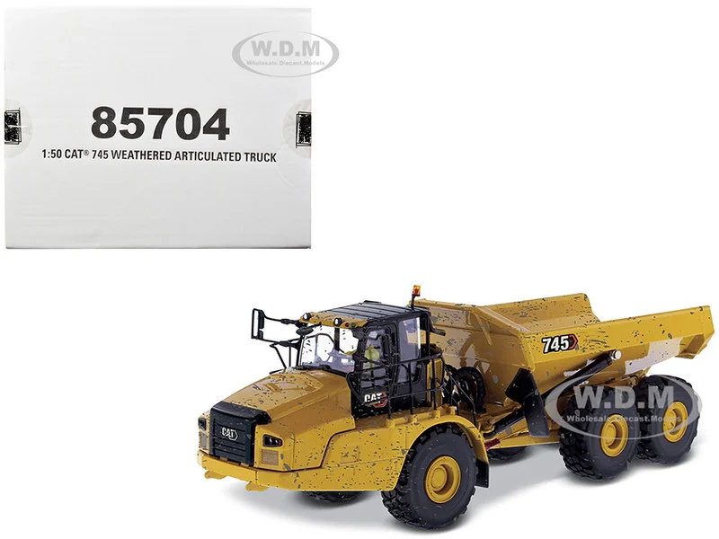 CAT Caterpillar 745 Articulated Truck with Operator (Dirty Version) "Weathered" Series 1/50 Diecast Model by Diecast Masters - Construction Models