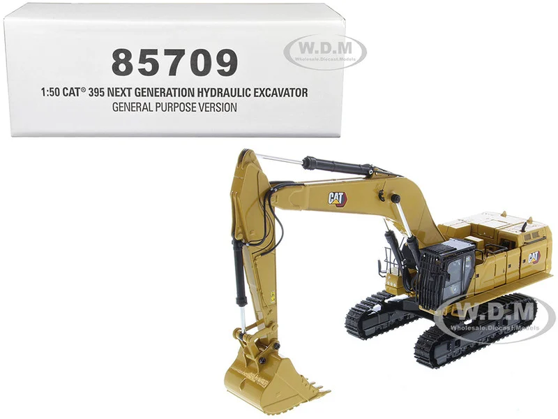 CAT Caterpillar 395 Next Generation Hydraulic Excavator (General Purpose Version) Yellow with Operator and Additional Tools "High Line" Series 1/50 Diecast Model by Diecast Masters - Construction Models