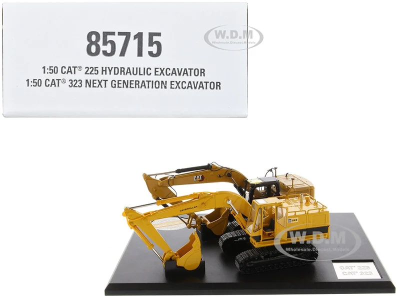 CAT Caterpillar 225 Hydraulic Escavator and CAT Caterpillar 323 Next Generation Hydraulic Escavator Set of 2 pieces "Evolution Series" 1/50 Diecast Models by Diecast Masters - Construction Models