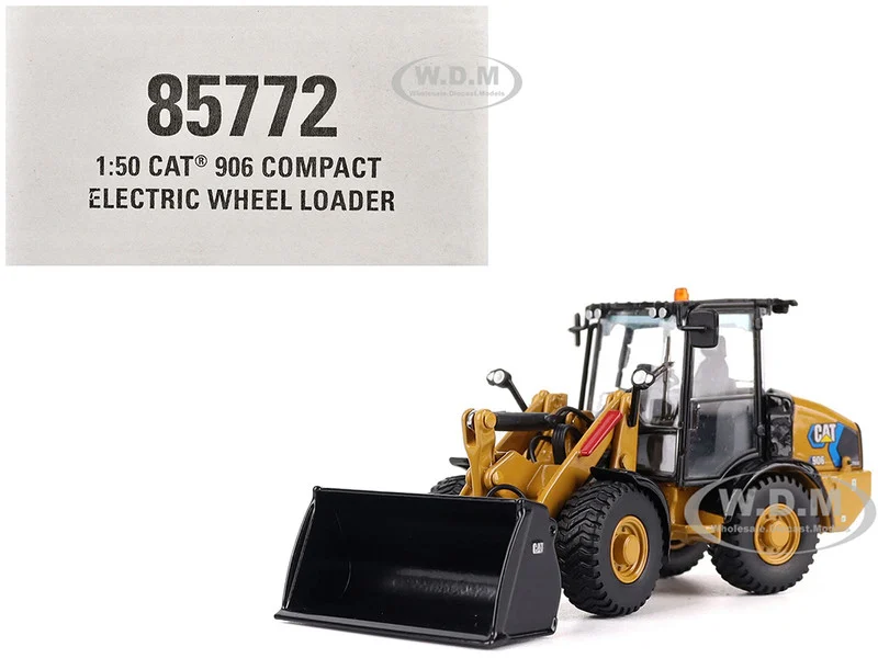 CAT Caterpillar 906 Electric Compact Wheel Loader Yellow with Operator "High Line Series" 1/50 Diecast Model by Diecast Masters - Construction Models