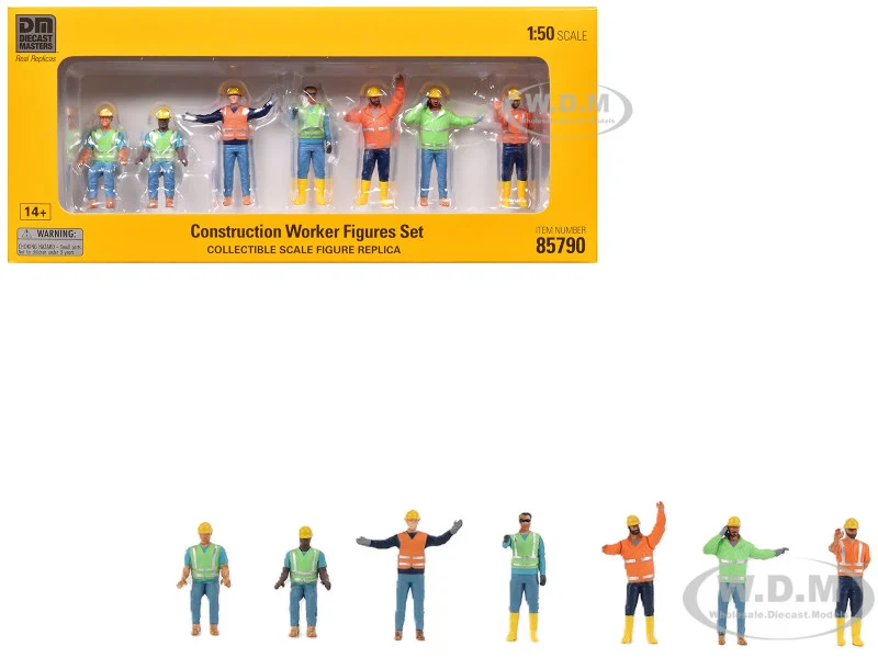 "Construction Workers" 7 Piece Figure Set for 1/50 Scale Models by Diecast Masters - Accessories
