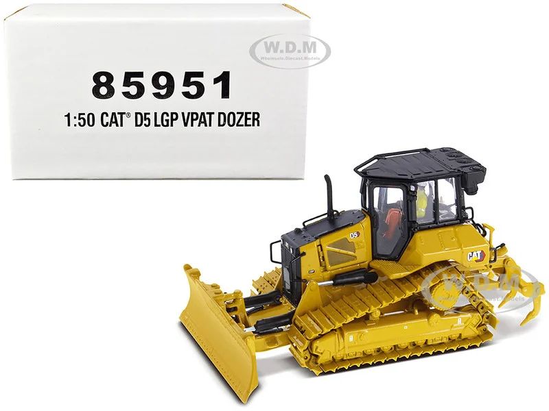 CAT Caterpillar D5 LGP VPAT Track Type Tractor Dozer Yellow with Operator "High Line" Series 1/50 Diecast Model by Diecast Masters - Construction Models