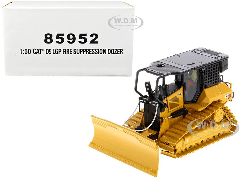 CAT Caterpillar D5 LGP Track Type Tractor Fire Dozer Yellow with Operator "High Line" Series 1/50 Diecast Model by Diecast Masters - Construction Models