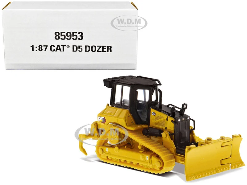 CAT Caterpillar D5 Track-Type Dozer Yellow with Fine Grading Undercarriage and Foldable Blade "High Line Series" 1/87 (HO) Diecast Model by Diecast Masters