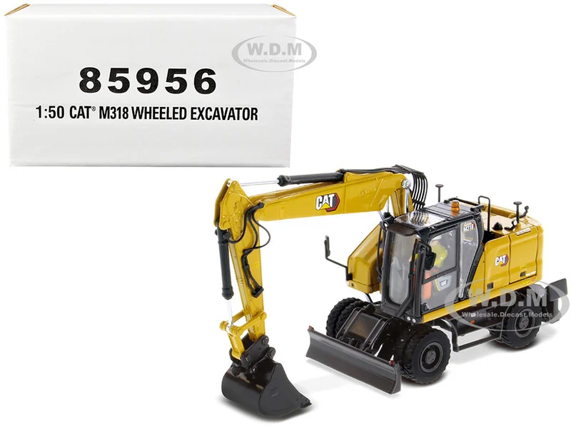 CAT Caterpillar M318 Wheeled Excavator Yellow with Operator "High Line" Series 1/50 Diecast Model by Diecast Masters - Construction Models
