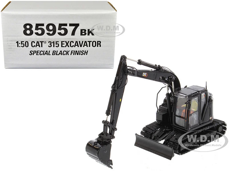 CAT Caterpillar 315 Track Type Hydraulic Excavator Special Black Finish with Operator "High Line" Series 1/50 Diecast Model by Diecast Masters - Construction Models