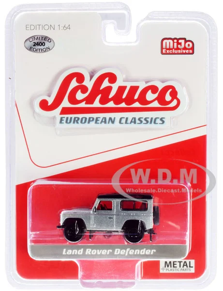 Land Rover Defender Silver "European Classics" Series Limited Edition to 2,400 pieces Worldwide 1/64 Diecast Model Car by Schuco - Range/Land Rover Models
