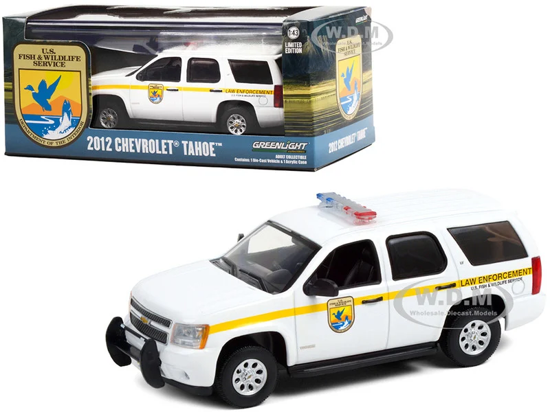 2012 Chevrolet Tahoe White with Yellow Stripes "U.S. Fish & Wildlife Service Law Enforcement" 1/43 Diecast Model Car by Greenlight - Chevrolet Models