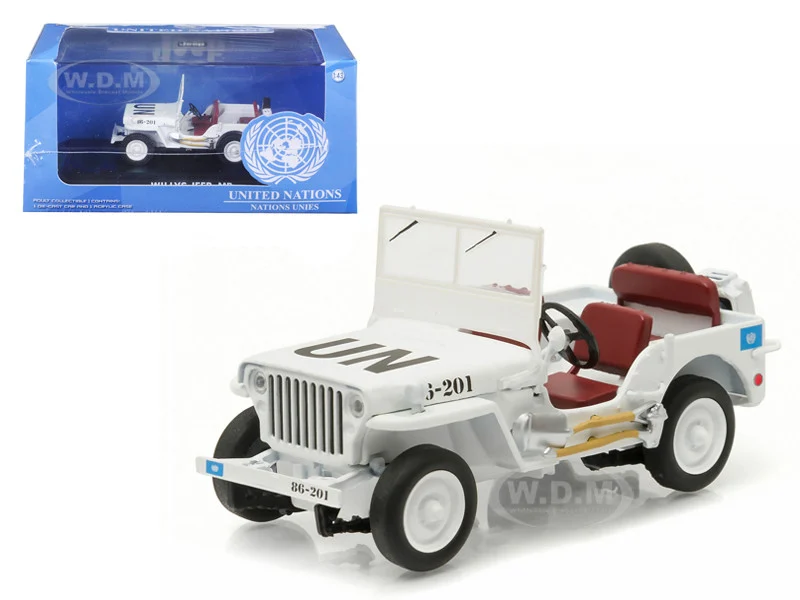 1944 Jeep Willys UN United Nations White 1/43 Diecast Model Car by Greenlight - Jeep Models