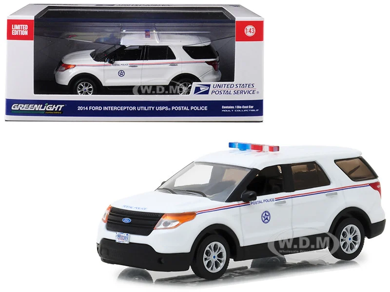2014 Ford Interceptor Utility Postal Police "United States Postal Service" (USPS) White 1/43 Diecast Model Car by Greenlight - Ford Models