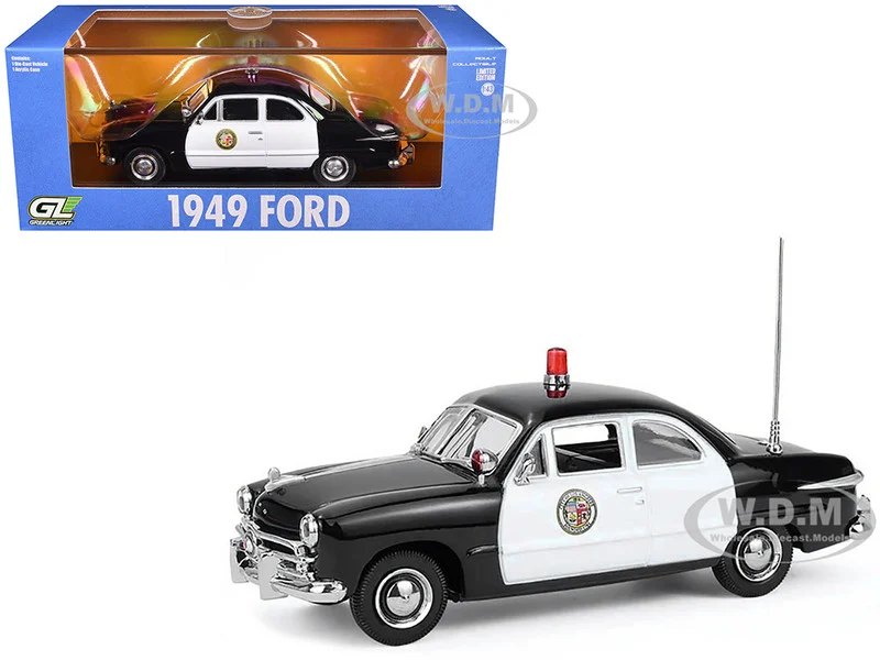 1949 Ford Custom Police Car "LAPD (Los Angeles Police Department)" Black and White 1/43 Diecast Model Car by Greenlight - Ford Models