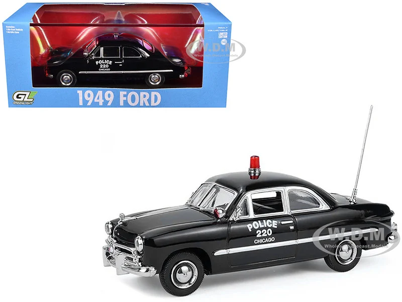 1949 Ford Custom Police Car "Chicago Police Department" Black 1/43 Diecast Model Car by Greenlight - Ford Models