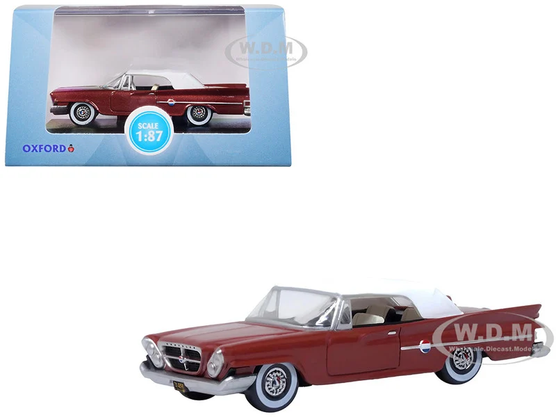 1961 Chrysler 300 Convertible (Closed Top) Cinnamon Brown Metallic with White Top 1/87 (HO) Scale Diecast Model Car by Oxford Diecast - Chrysler Models