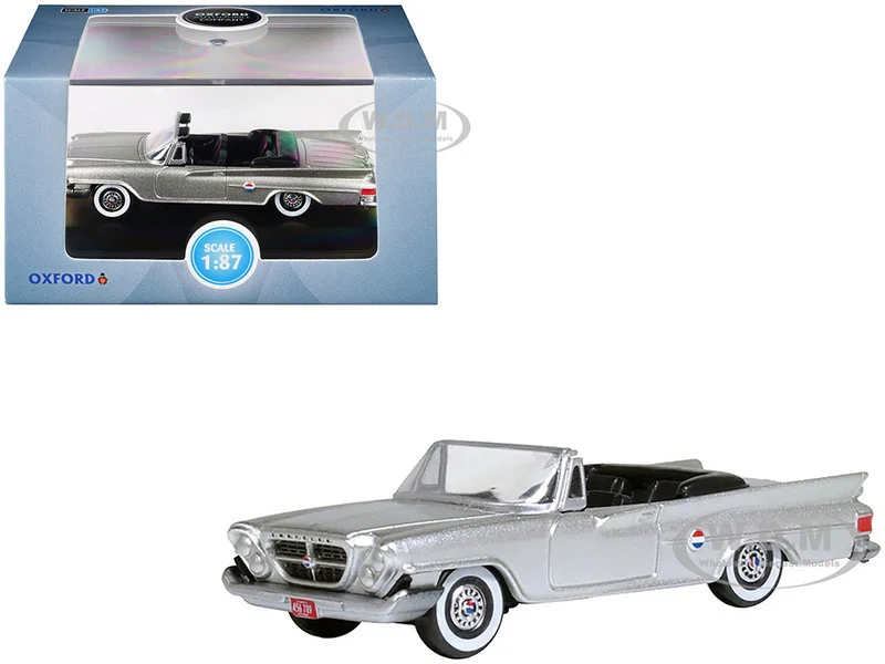 1961 Chrysler 300G Convertible Sheffield Silver Metallic 1/87 (HO) Scale Diecast Model Car by Oxford Diecast - Chrysler Models