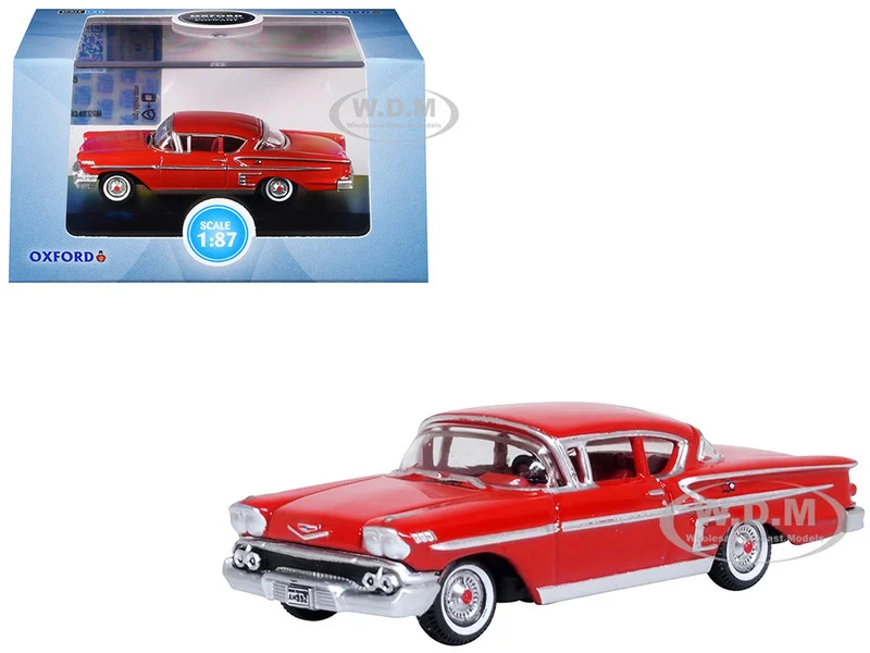 1958 Chevrolet Impala Sports Coupe Rio Red 1/87 (HO) Scale Diecast Model Car by Oxford Diecast - Chevrolet Models