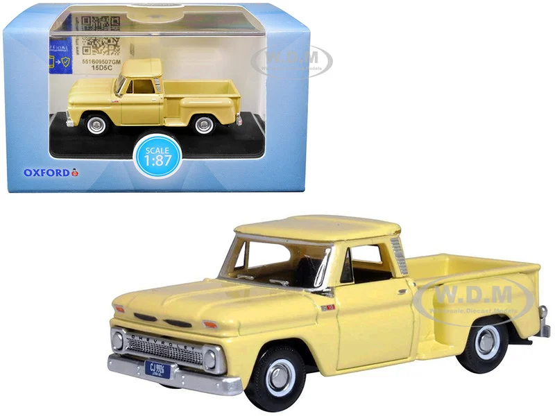 1965 Chevrolet C10 Stepside Pickup Truck Yellow 1/87 (HO) Scale Diecast Model Car by Oxford Diecast - Chevrolet Models