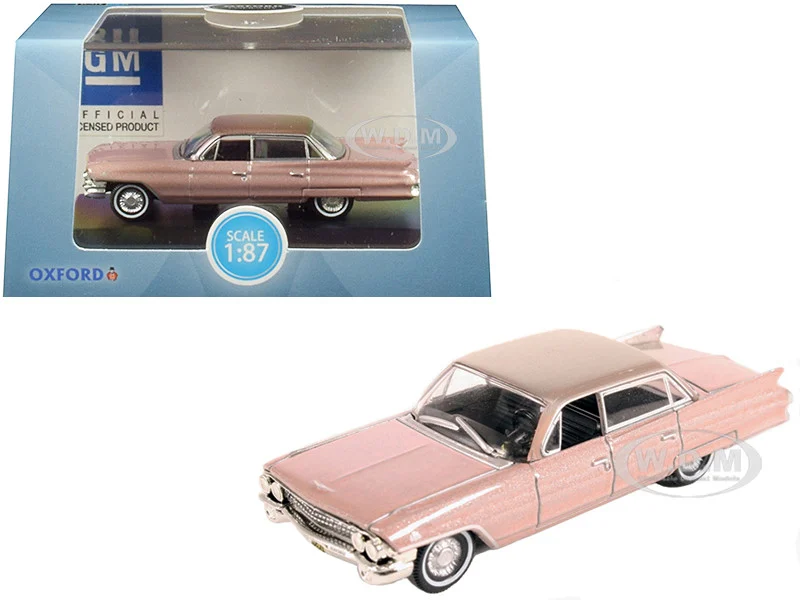 1961 Cadillac Sedan DeVille Metallic Pink 1/87 (HO) Scale Diecast Model Car by Oxford Diecast - Cadillac Models