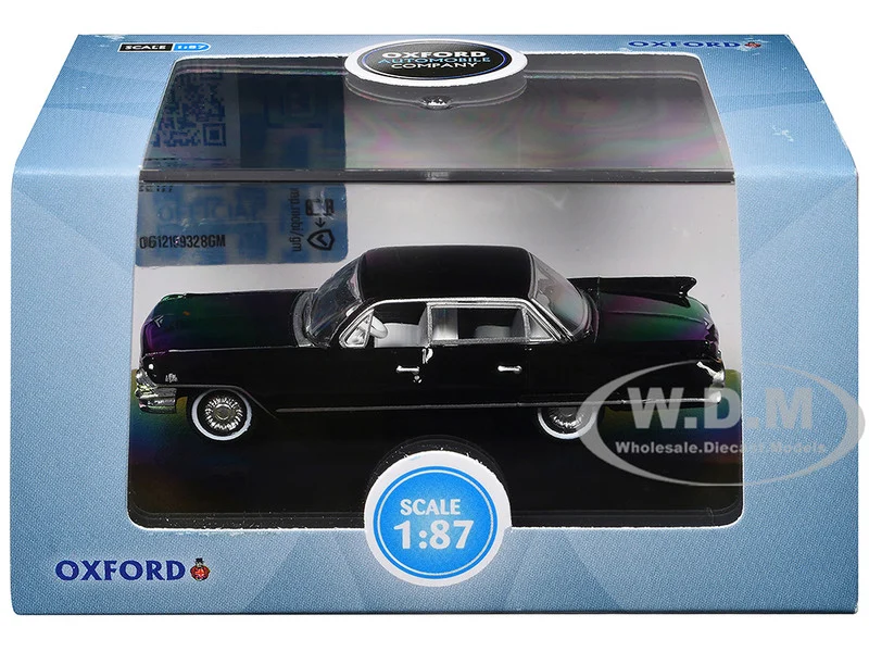 1961 Cadillac Sedan DeVille Ebony Black with White Interior 1/87 (HO) Scale Diecast Model Car by Oxford Diecast - Cadillac Models