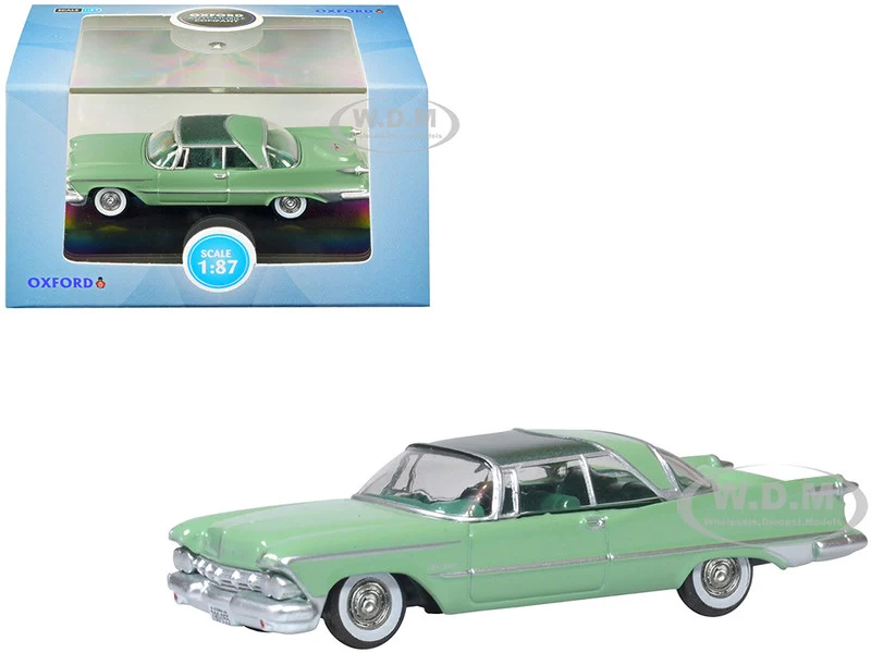 1959 Chrysler Imperial Crown 2 Door Hardtop Highland Green and Ballad Green 1/87 (HO) Scale Diecast Model Car by Oxford Diecast - Chrysler Models