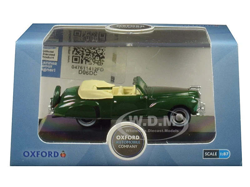 1941 Lincoln Continental Convertible Spode Green 1/87 (HO) Scale Diecast Model Car by Oxford Diecast - Lincoln Models