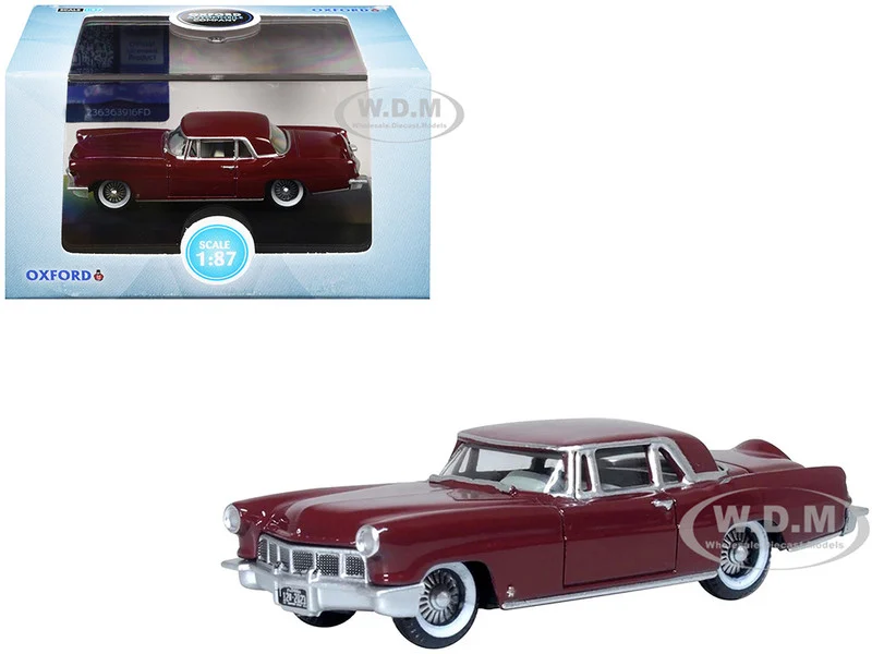 1956 Lincoln Continental Mark II Dark Red 1/87 (HO) Scale Diecast Model Car by Oxford Diecast - Lincoln Models