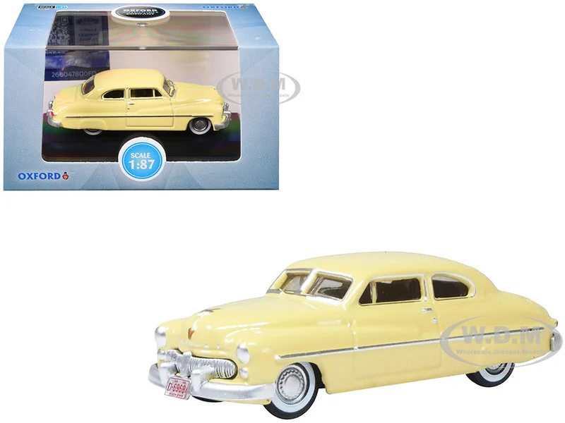 1949 Mercury 8 Coupe Calabash Yellow 1/87 (HO) Scale Diecast Model Car by Oxford Diecast - Mercury Models