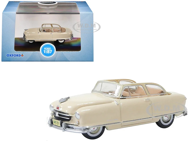 1950 Nash Rambler Custom Landau Convertible (Open) Champagne Ivory 1/87 (HO) Scale Diecast Model Car by Oxford Diecast - Nash Models