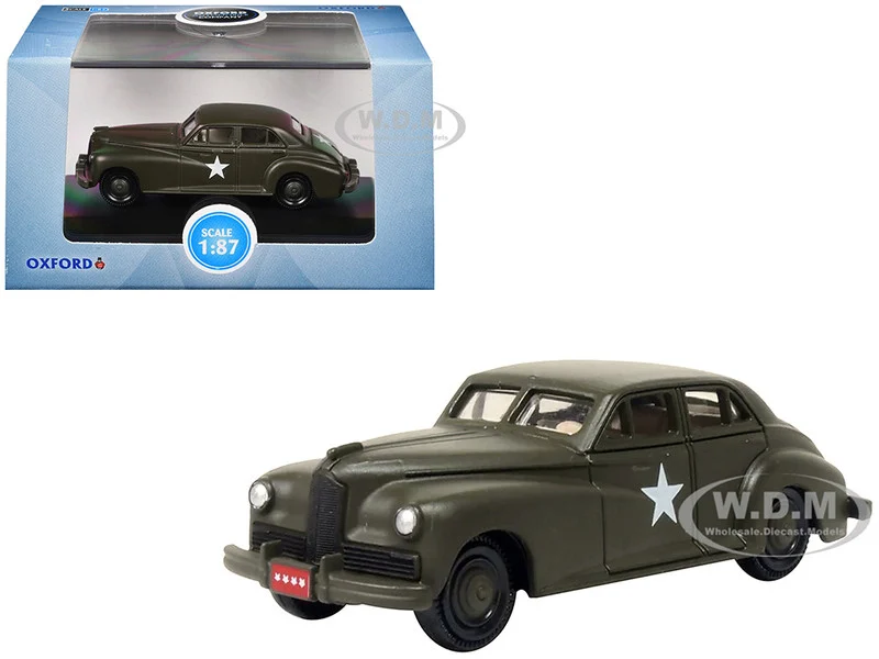 1942 Packard Clipper Touring Sedan "US Army Staff Car" Olive Drab 1/87 (HO) Scale Diecast Model Car by Oxford Diecast - Packard Models