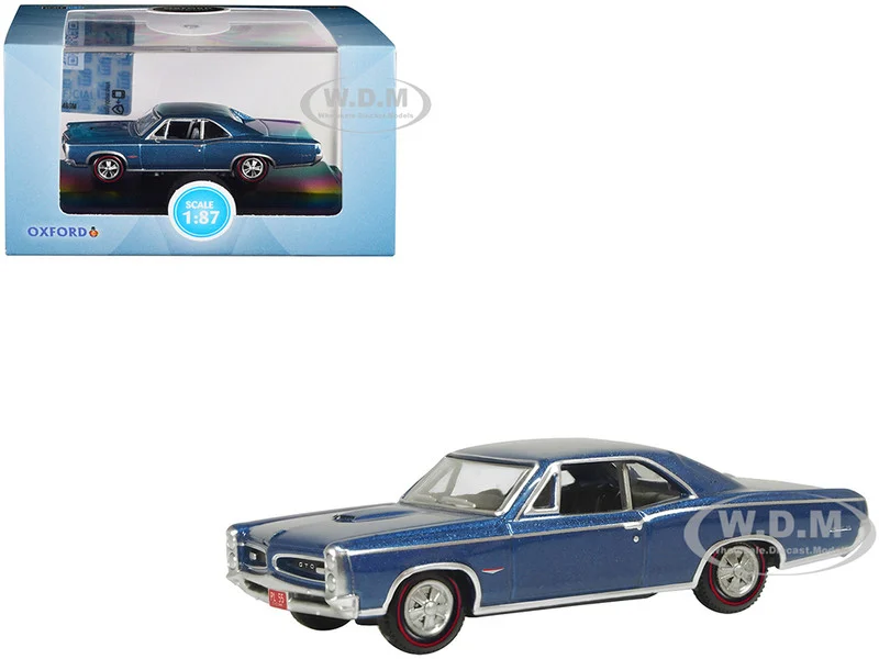 1966 Pontiac GTO Fontaine Blue Metallic 1/87 (HO) Scale Diecast Model Car by Oxford Diecast - Pontiac Models
