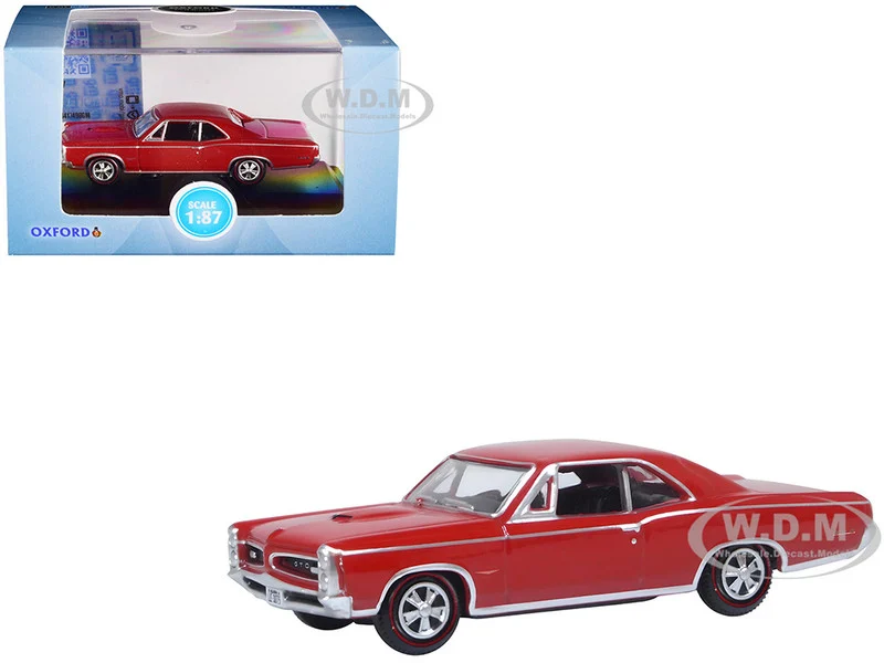 1966 Pontiac GTO Montero Red 1/87 (HO) Scale Diecast Model Car by Oxford Diecast - Pontiac Models