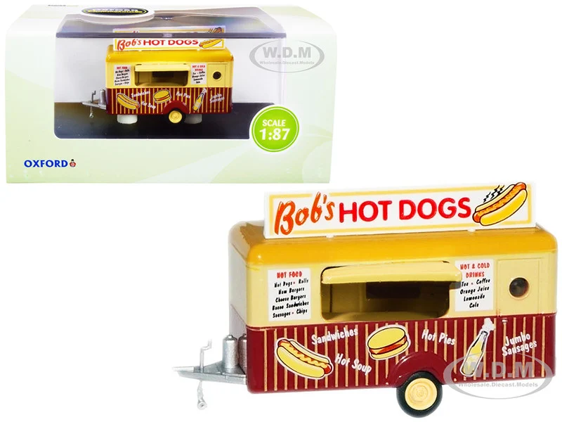 "Bob's Hot Dogs" Mobile Food Trailer 1/87 (HO) Scale Diecast Model by Oxford Diecast - Accessories