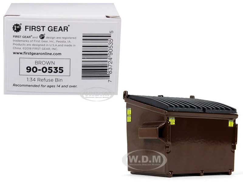 Refuse Trash Bin Brown 1/34 Diecast Model by First Gear - Accessories