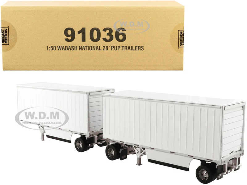Wabash National 28' Double Pup Trailers White "Transport Series" 1/50 Diecast Model by Diecast Masters - Accessories