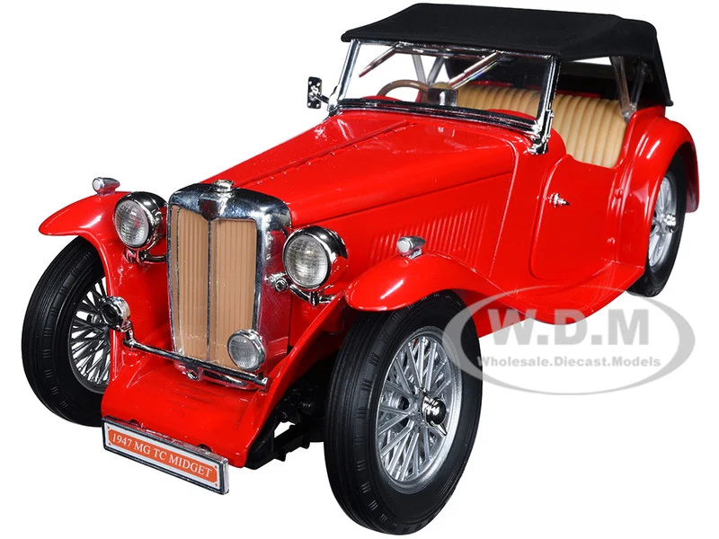 1947 MG TC Midget Red 1/18 Diecast Model Car by Road Signature - MG Models