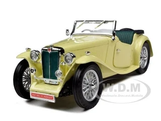 1947 MG TC Midget Yellow 1/18 Diecast Model Car by Road Signature - MG Models