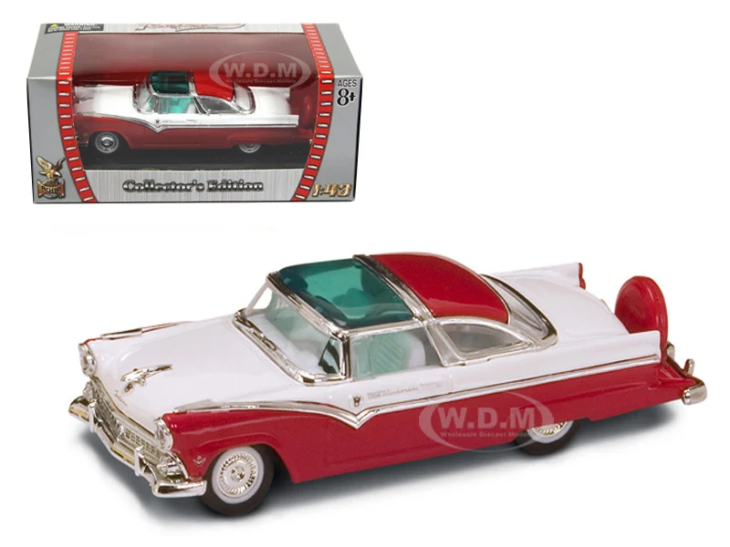 1955 Ford Crown Victoria Red and White 1/43 Diecast Model Car by Road Signature - Ford Models