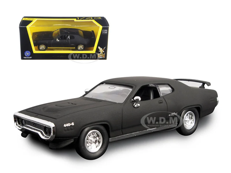 1971 Plymouth GTX Matt Black 1/43 Diecast Model Car by Road Signature - Plymouth Models