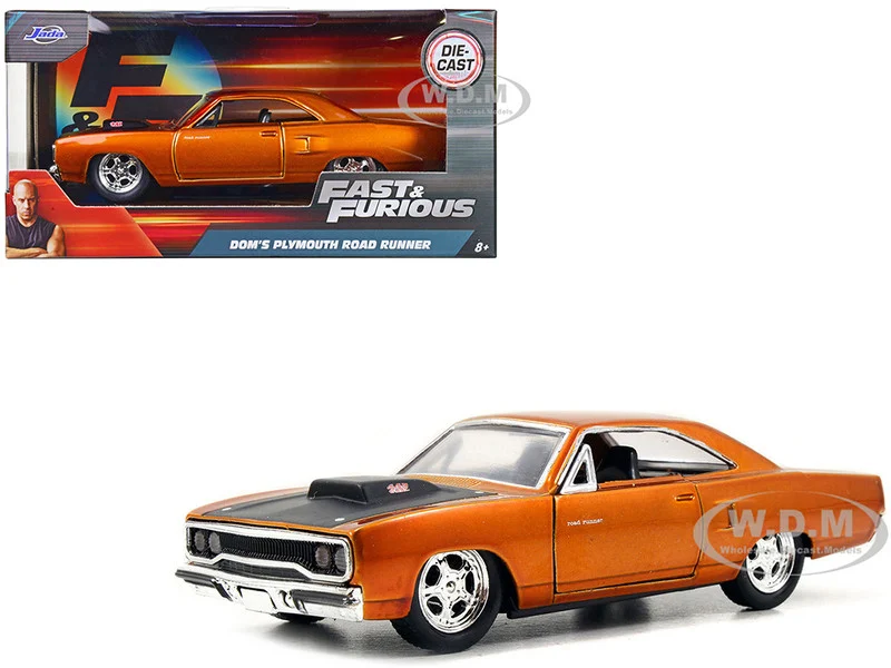Dom's Plymouth Road Runner Orange Metallic with Matt Black Hood "Fast & Furious" Series 1/32 Diecast Model Car by Jada - Plymouth Models