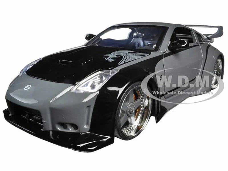 D.K.'s Nissan 350Z Gray and Black with Graphics "Fast & Furious 25th Anniversary" Series 1/24 Diecast Model Car by Jada - Nissan Models