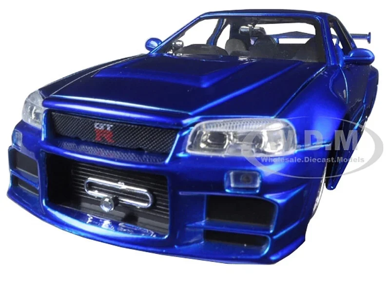 Brian's Nissan GTR Skyline R34 RHD (Right Hand Drive) Blue "Fast & Furious 25th Anniversary" Series 1/24 Diecast Model Car by Jada - Nissan Models