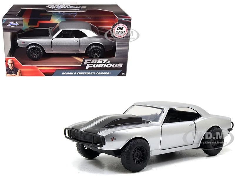 Roman's Chevrolet Camaro Z/28 Silver with Black Stripes "Fast & Furious 7" (2015) Movie 1/32 Diecast Model Car by Jada - Chevrolet Models