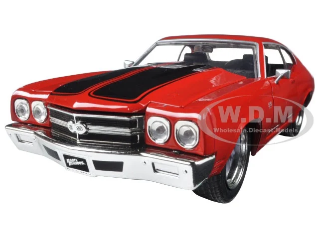 Dom's Chevrolet Chevelle SS Red with Black Stripes "Fast & Furious" Movie 1/24 Diecast Model Car by Jada - Chevrolet Models