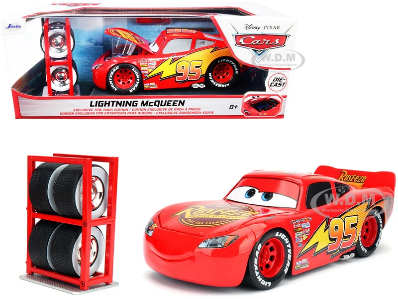 Lightning McQueen #95 Red with Extra Wheels Disney & Pixar "Cars" Movie "Hollywood Rides" Series Diecast Model Car by Jada - Movie/TV Series Models