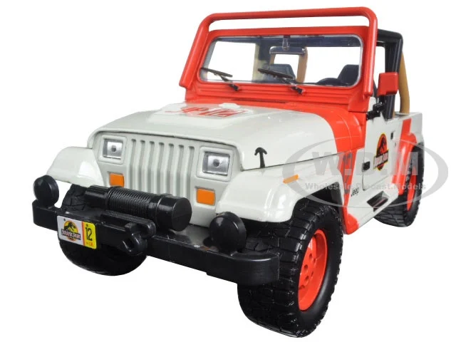 1992 Jeep Wrangler #12 White and Red "Jurassic World" Movie (2015) "Hollywood Rides" Series 1/24 Diecast Model Car by Jada - Jeep Models