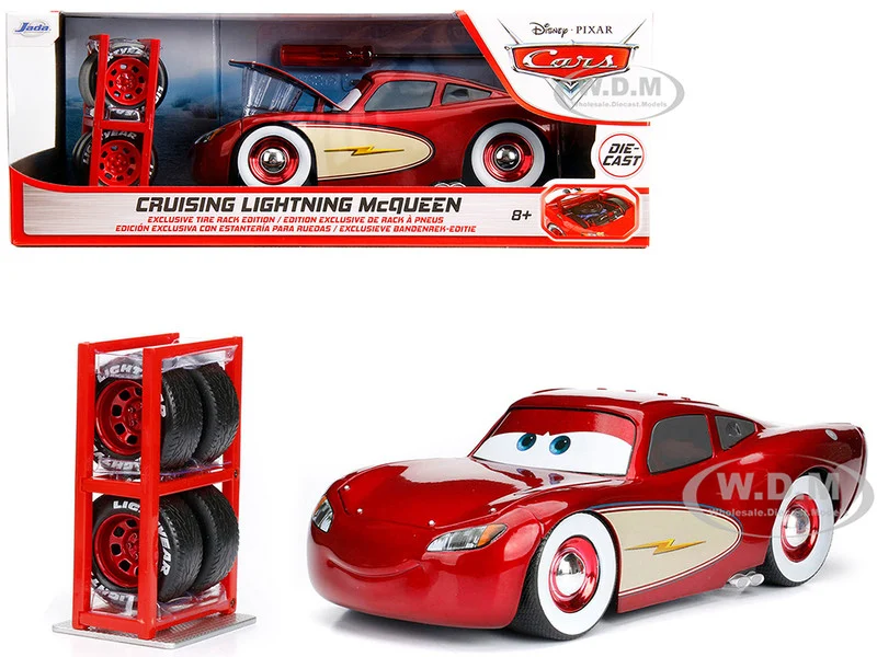 Cruising Lightning McQueen Red Metallic with Extra Wheels Disney & Pixar "Cars" Movie "Hollywood Rides" Series Diecast Model Car by Jada - Movie/TV Series Models