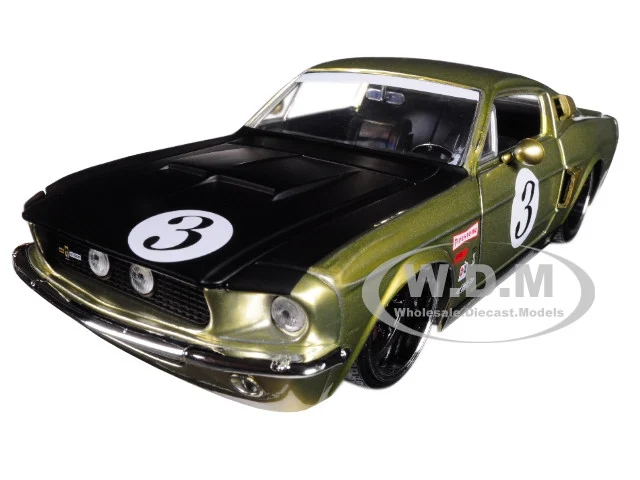 1967 Ford Shelby GT-500 #3 Gold with Matt Black Hood "Bigtime Muscle" Series 1/24 Diecast Model Car by Jada
