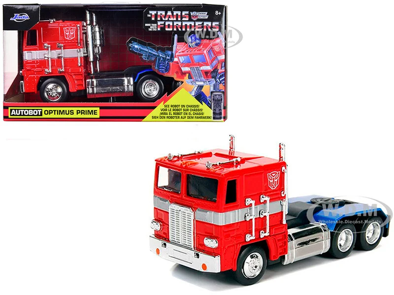 G1 Autobot Optimus Prime Truck Red with Robot on Chassis from "Transformers" TV Series "Hollywood Rides" Series 1/32 Diecast Model by Jada - Movie/TV Series Models